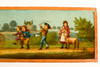 Late 1800s Magic Lantern Slide - 9⅜x3⅛" Lively Illustration of Children Playing