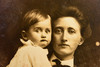 1890s Mounted Silver Gelatin Print 5x6½'' - Portrait of Mother & Child V27