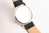 BAKAR Unisex Quartz Wrist Watch Silver Case Blue Face Black Leather Band V27