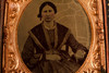 Tintype Photo Victorian Woman in Checkered Pattern Dress in 1/6 Plate Case V23