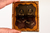 Ambrotype Photo of 2 Victorian Ladies with Interlocked Arms 1/6 Plate NO CASE