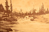 1870s Uniform Peak Sierras California Stereoview Photo Mountain River View V21