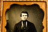 Daguerreotype Photo Handsome Young Gentleman Thistle Floral Case 1/6 Plate V25