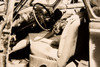 1940-50s Press or Police Photo - Crashed Car Injured Driver Inside 10x8" V25