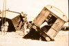 1947 Palestine Train Terrorist Bombing Derailment Rescue Scene AP Wire Photo V31