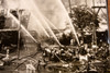 1947 AP Wire Photo San Francisco Treasure Island Navy Installation Fire V35