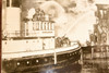 1947 AP Wire Photo Brooklyn NY Pier 8 Fire Rio Parana Freighter East River V31