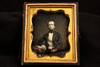 Daguerreotype Photo Bearded Gentleman with Books Bow Tie 1/6 Plate 1850s V38