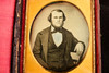 1/6 Plate Daguerreotype Photo Handsome Gentleman Bow Tie MP Brady Case 1850s V31