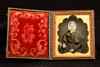 1840s 1/6 Plate Daguerreotype Photo Elderly Woman Flowers in Urn Case V35