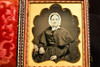 1840s 1/6 Plate Daguerreotype Photo Elderly Woman Flowers in Urn Case V35