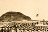 Iwo Jima Memorial Service Mt Suribachi 14½×10 1947 AP Wire Photo V38