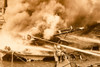 Firefighters Battle Island Queen Blaze 9x6⅞ 1947 Associated Press Photo V30