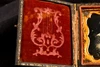 Daguerreotype Woman Plaid Dress & Gold Jewelry Full Case 1/9 Plate Antique V32