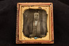 Daguerreotype Man with Vest & Bow Tie in Floral Half Case 1/6 Plate Antique V36