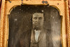 Daguerreotype Man with Vest & Bow Tie in Floral Half Case 1/6 Plate Antique V36