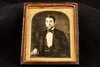 Daguerreotype Man w/ Chinstrap Beard & Chain in Half Case 1/6 Plate Antique V34