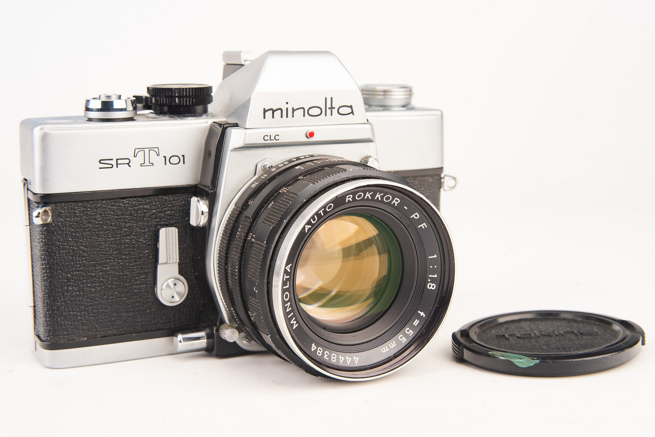 Minolta SRT101 35mm SLR Film Manual Camera with Rokkor-PF 55mm