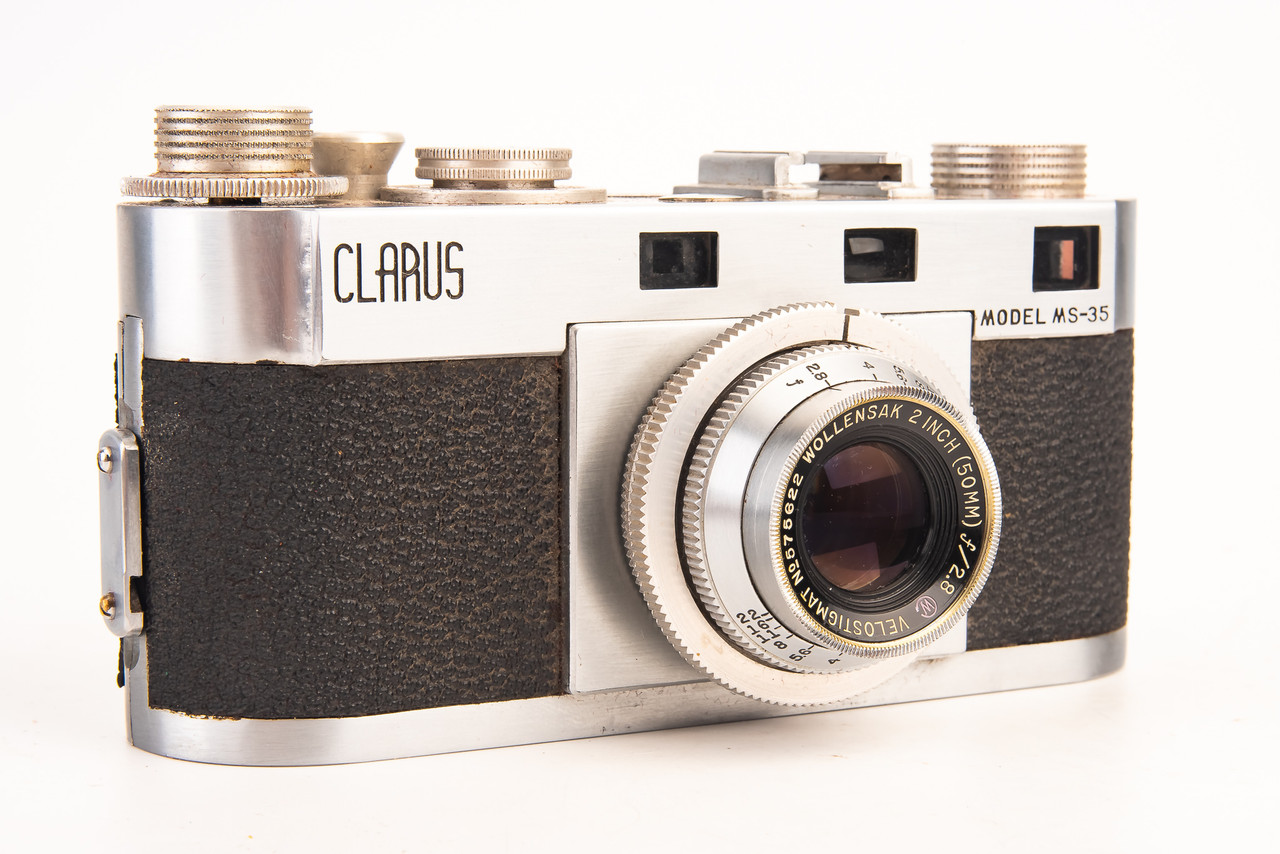 CLARUS MODEL MS-35 WOLLENSAK VELOSTIGMAT 2 INCH F2.8 made in U.S.A 41mm screw mount ステンレスボディがめちゃくちゃ重厚カッコ良い！ 1946 Clarus Model MS-35 35mm Film rangefinder Camera Wollensak 2\" 50mm f2.8  Lens