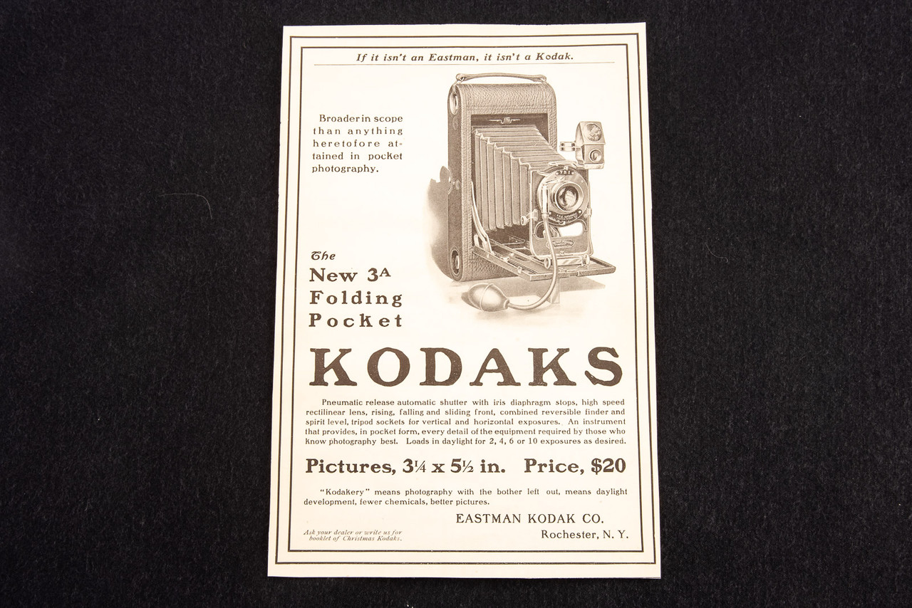 Antique 1903 Kodak No 3A Camera Magazine Advertising 5 3/8 x 8 1/8