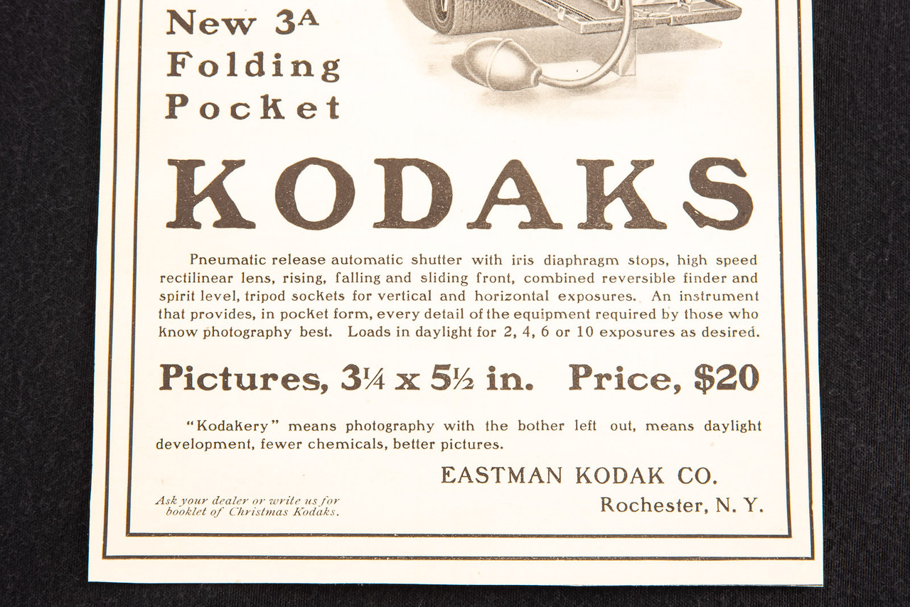 Antique 1903 Kodak No 3A Camera Magazine Advertising 5 3/8 x 8 1/8