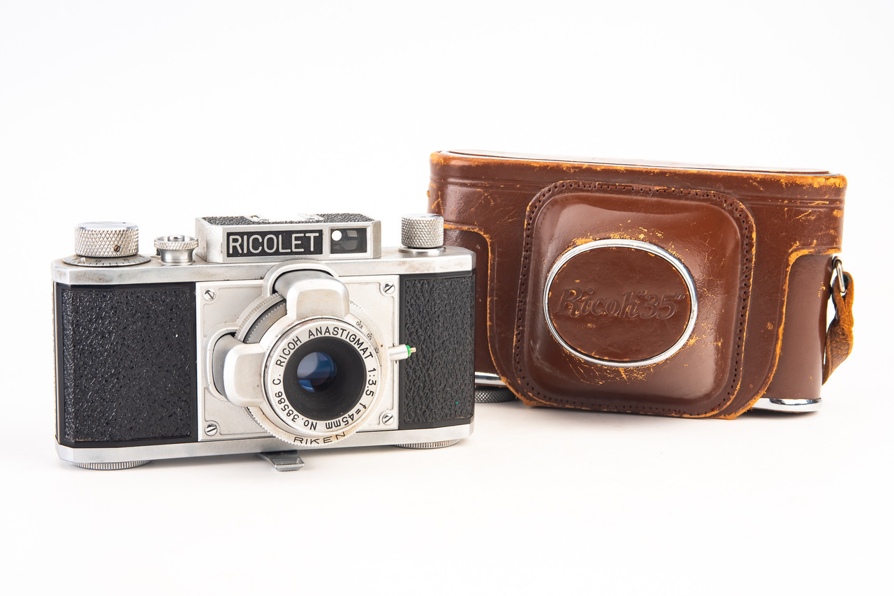 レトロ　カメラ　昭和 RIKEN RICOH　ケース　セット Riken Ricoh Ricolet 35mm Film Camera with 45mm f/3.5 Lens Case