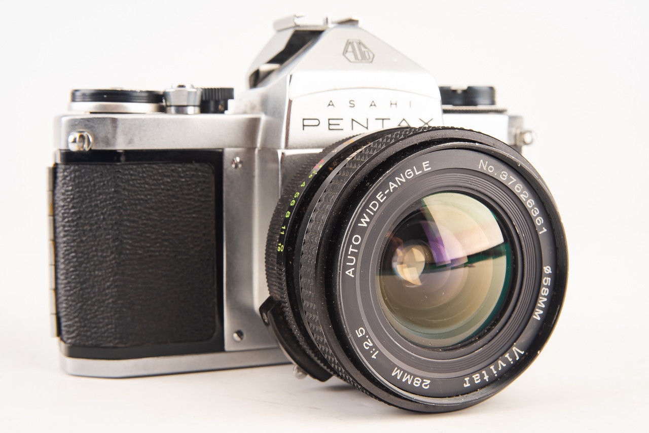 Pentax S3 35mm SLR Film Camera with Vivitar 28mm f/2.5 Lens & Case