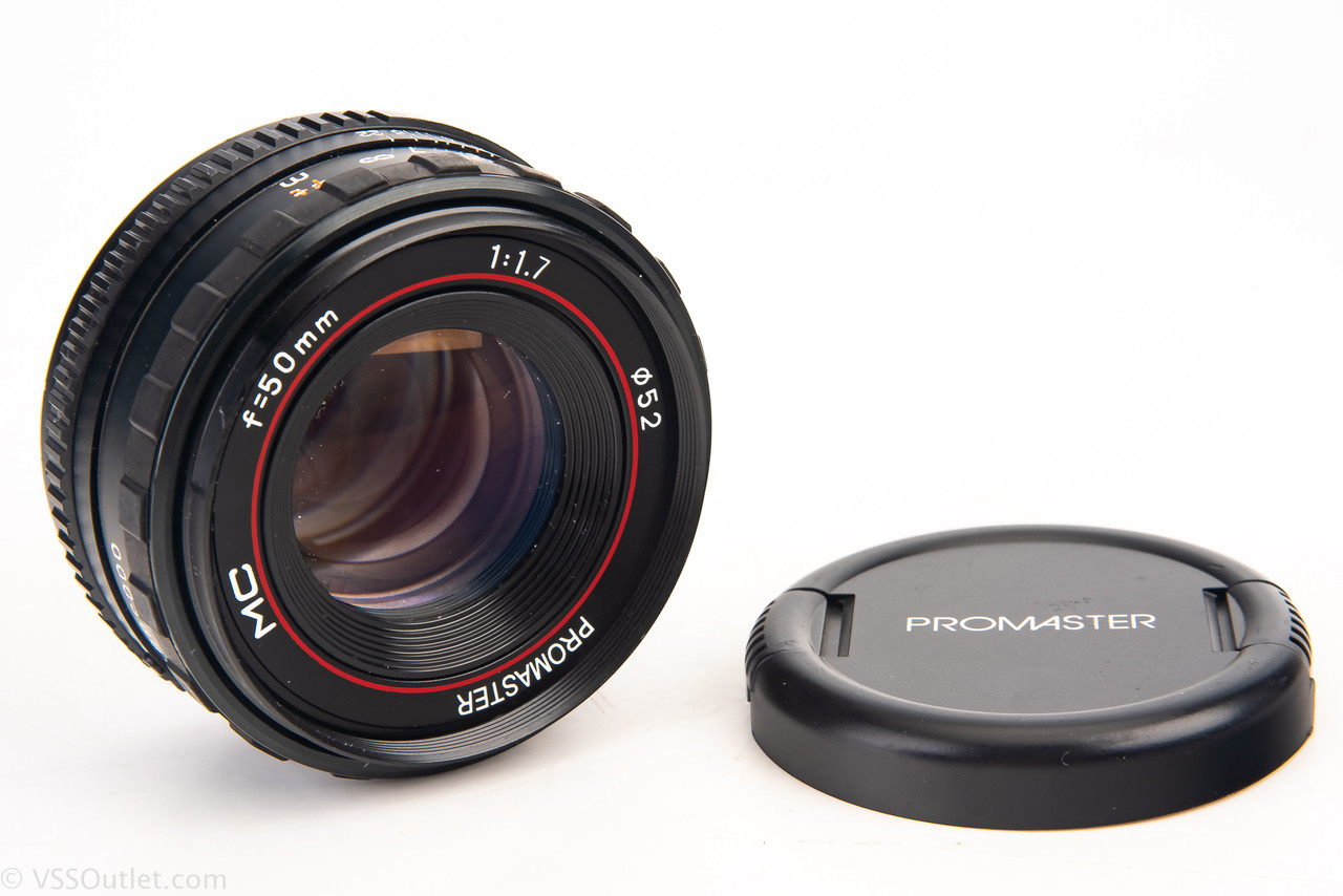 K Mount Promaster MC 50mm f/1.7 Standard Prime MF Lens with Front