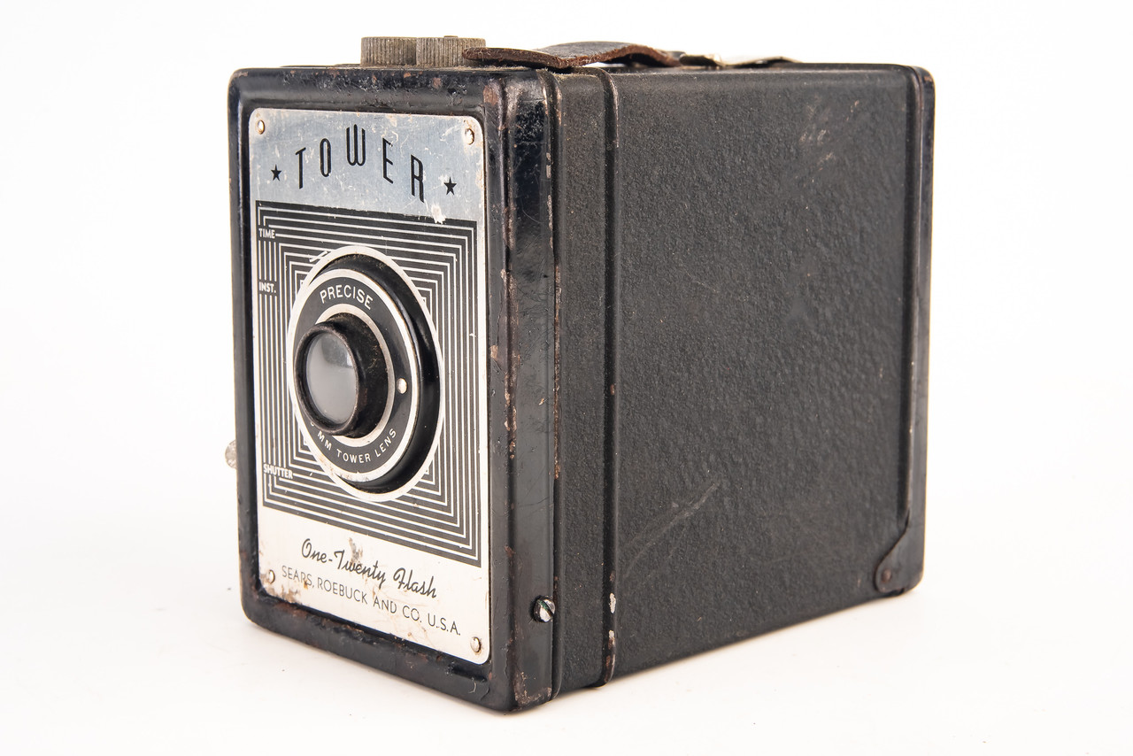 Press Var 120 フィルムカメラ Tower Sears Roebuck & Co One-Twenty Flash 120 Film Box Camera
