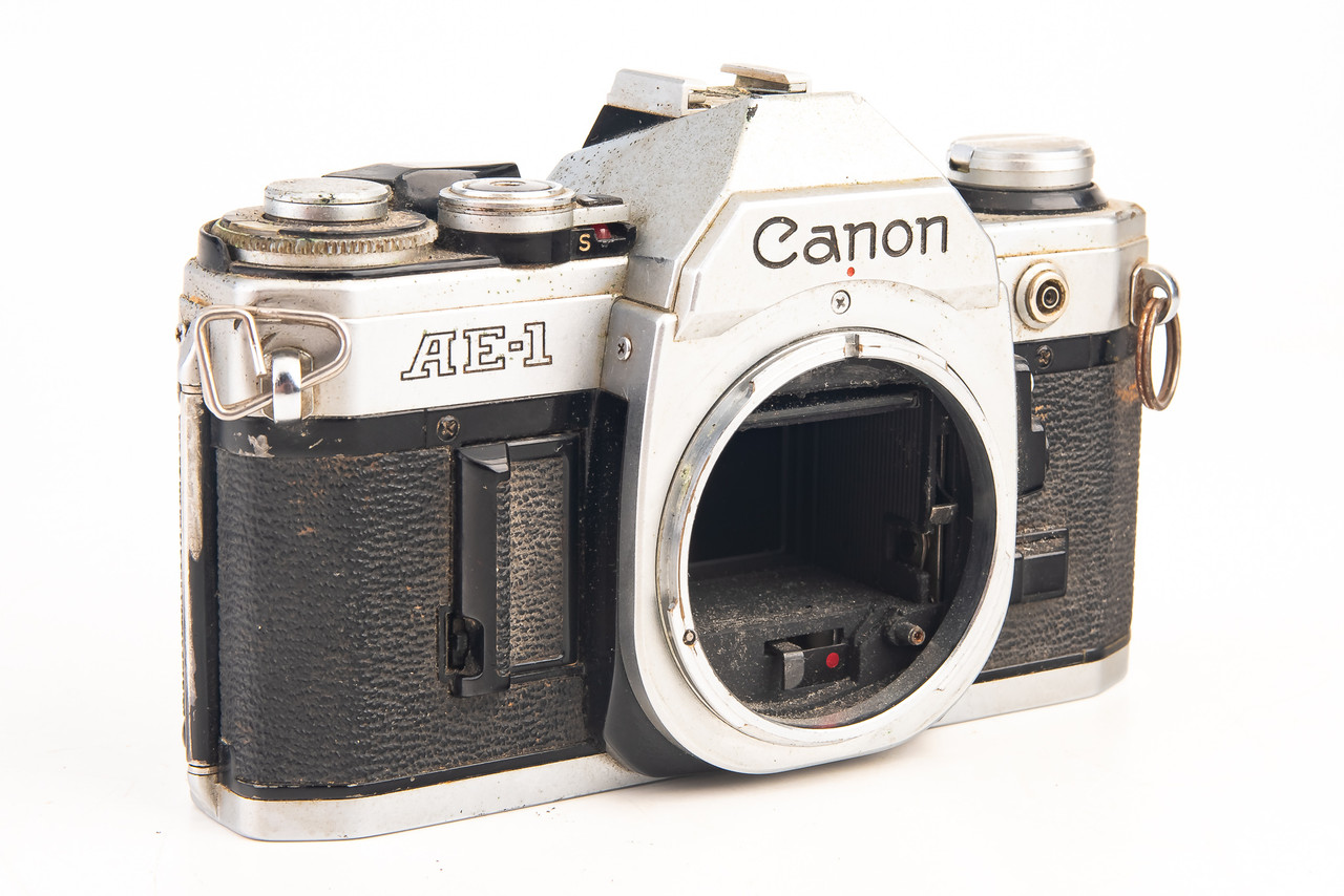 Canon AE-1 AE1 35mm SLR Film Camera Chrome AS IS for PARTS OR