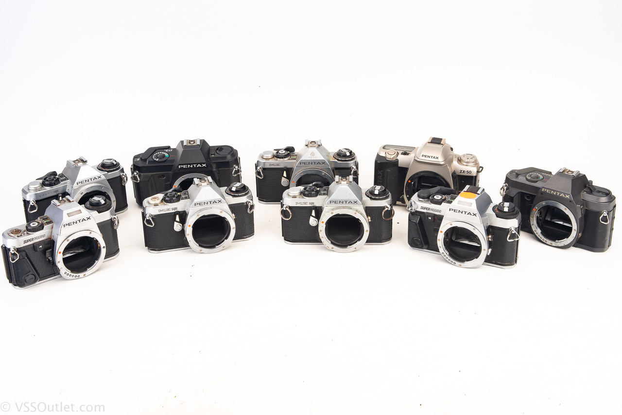 Lot of 9 Pentax 35mm Film Cameras ME Super ZX-50 P30t P3 AS
