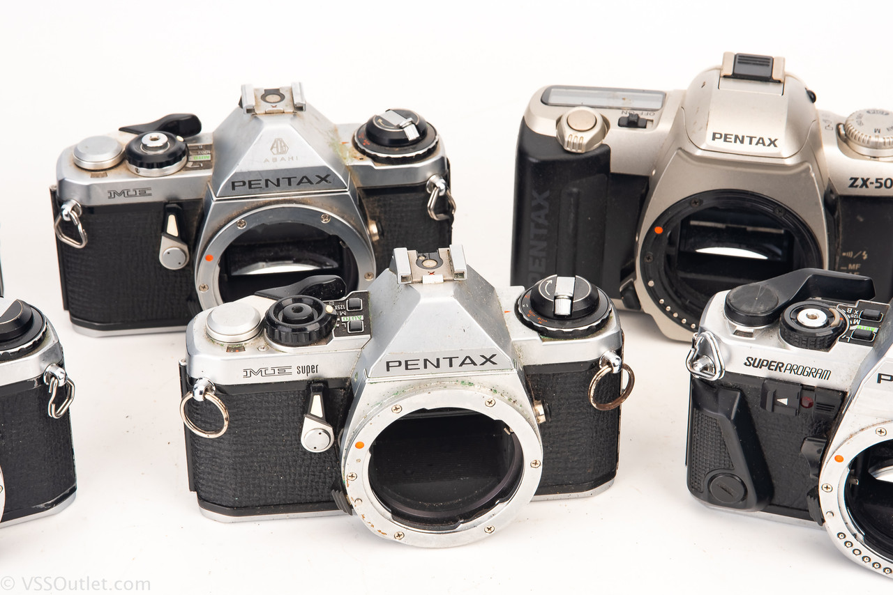 Lot of 9 Pentax 35mm Film Cameras ME Super ZX-50 P30t P3 AS-IS
