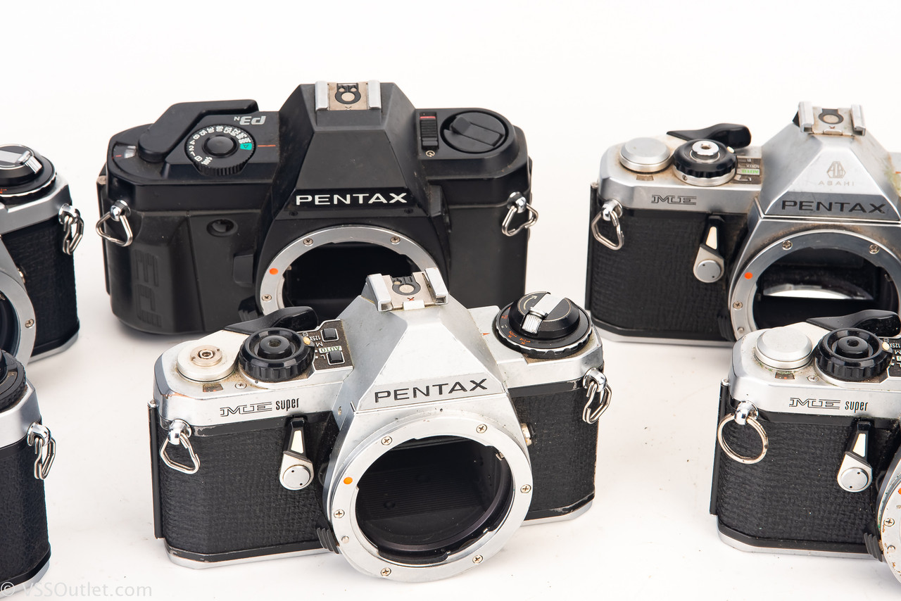 Lot of 9 Pentax 35mm Film Cameras ME Super ZX-50 P30t P3 AS-IS