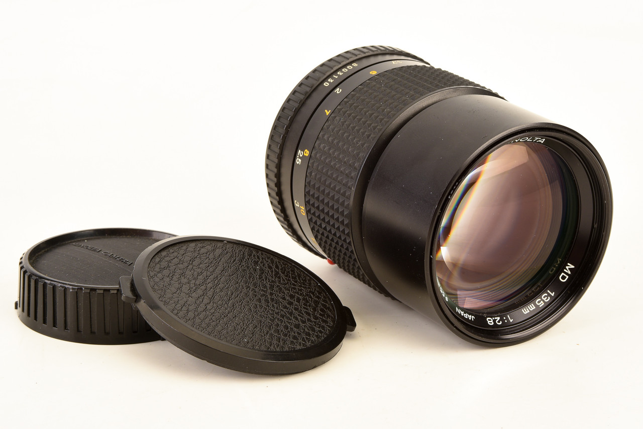 Minolta MD 135mm Telephoto Manual Focus Lens with Caps for