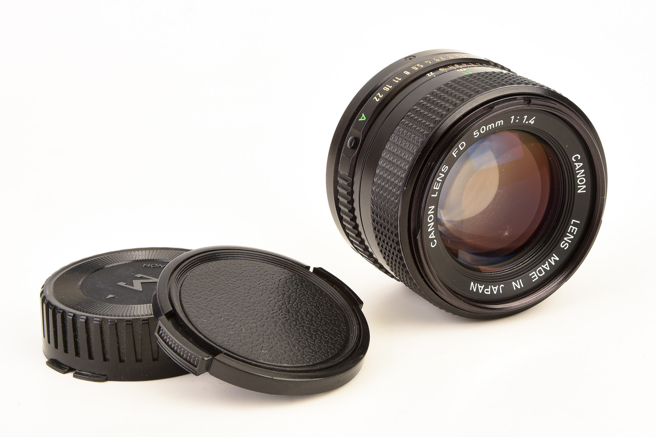 Canon New FD 50mm f/1.4 Standard Prime Lens with Both Caps Vintage