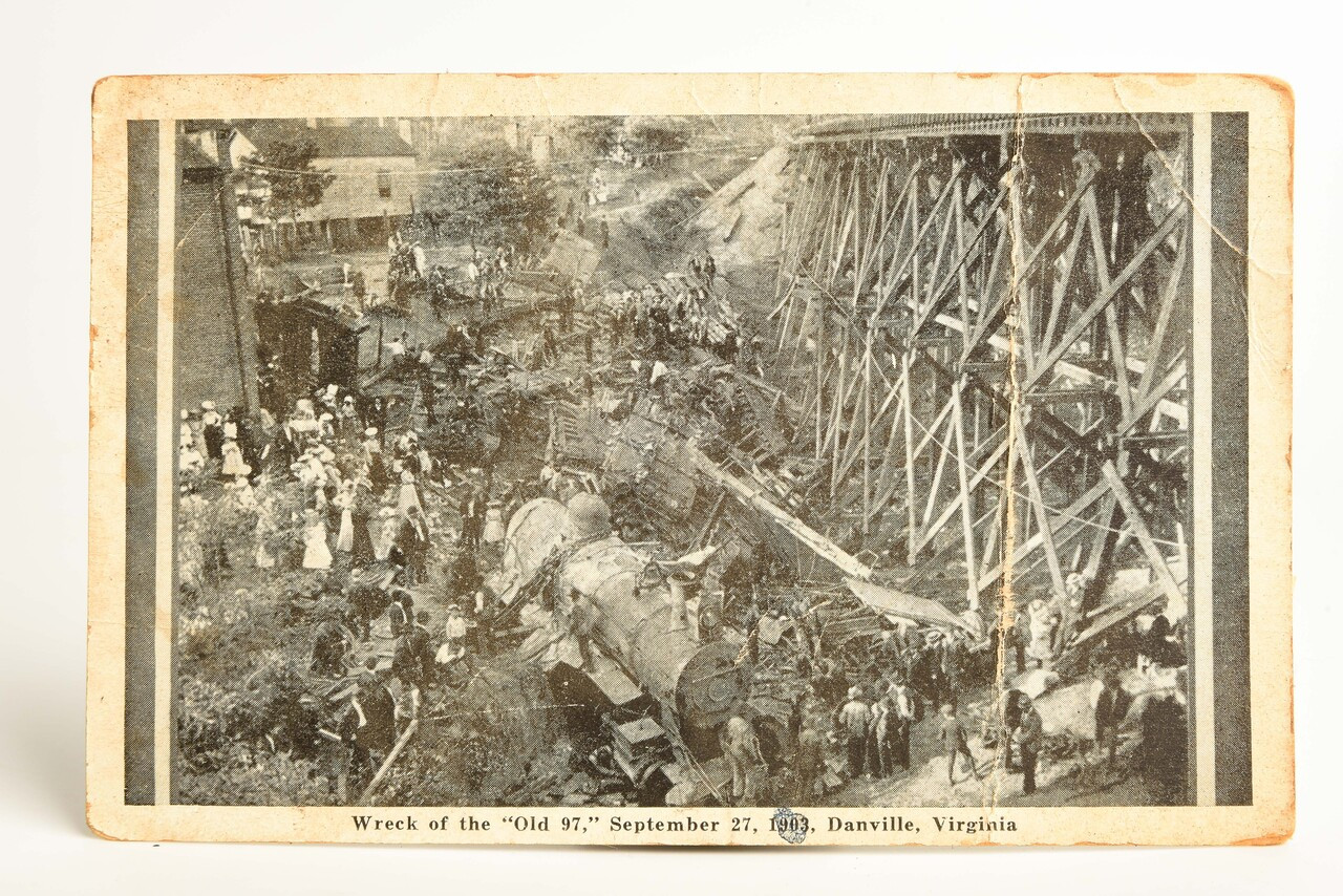 1903 RPPC 5½x3½'' - Train Wreck of the Old 97 Danville, Virginia