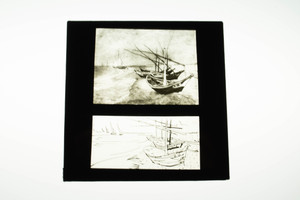 Magic Lantern Slide National Gallery London Drawing And Photo Of Ships V34
