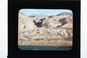 Antique Magic Lantern Slide Columbia Basic Project Govt Camp From East Bank E11