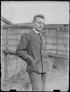 German Post WWI 3 1/2 x 4 3/4 Inch Glass Plate Negative Gentleman in a Suit V99