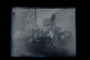 Antique 6X8 Glass Plate Negative Family Or School Portrait E13