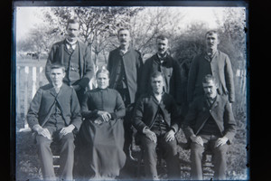 Antique 6X8 Glass Plate Negative Family Portrait E18