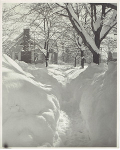 Vintage 8x10 Black & White Photograph of Deep Winter Snow & House (V3857)