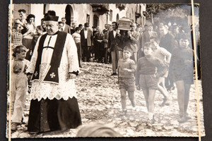 Italian Outdoor Funeral Procession Vintage Black & White Photo V10