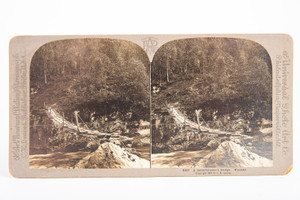 A Mountaineer's Bridge in Norway Stereoview Photo No 3027 C.H. Graves V14