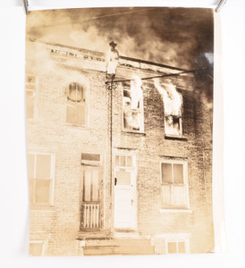 1940's Fireman Photo Philadelphia 11 x 14 17 Row home Fire Watson St V38