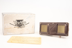 TRU-VUE Stereoscope Bakelite 35mm Film Strip Viewer In Box Circa 1933 V27