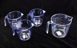 4 New Dark Room Measuring Cups. 3 - 500 mL, 1 - 1000mL (V3594)