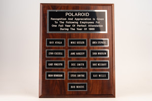 Polaroid 1988 Perfect Attendance Wooden Office Lobby Plaque Vintage V27