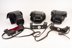 Nikon Lot of 6 Vintage Leather SLR Camera Case Parts AS-IS V21
