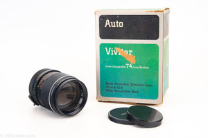 T4 System Vivitar 135mm f/2.8 Prime MF Telephoto Lens with Caps in Box V22
